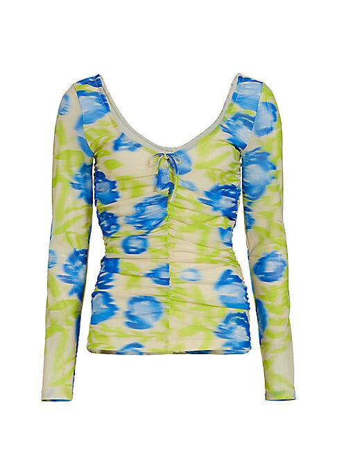 Blurry Floral Ruched Top