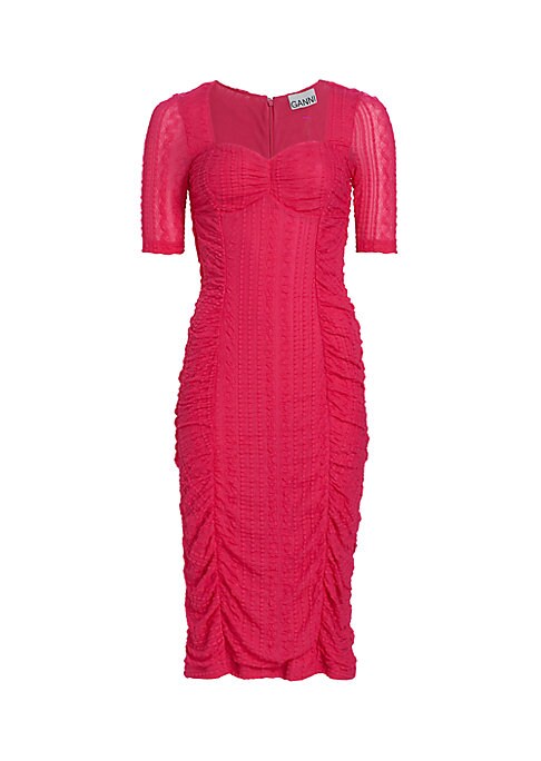 Lace Ruched Midi Dress