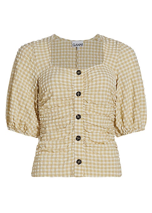 Puffed Gingham Blouse