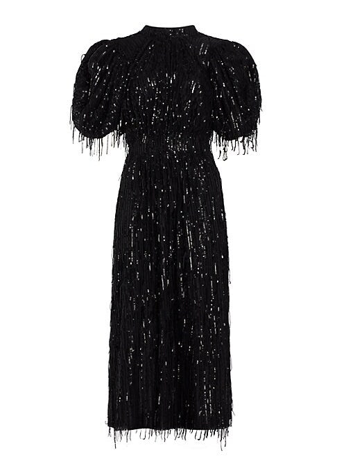Shimmering Puff Midi Dress