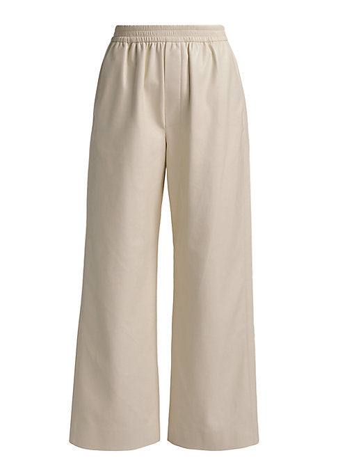 Pleated Wide-Leg Crop Pants
