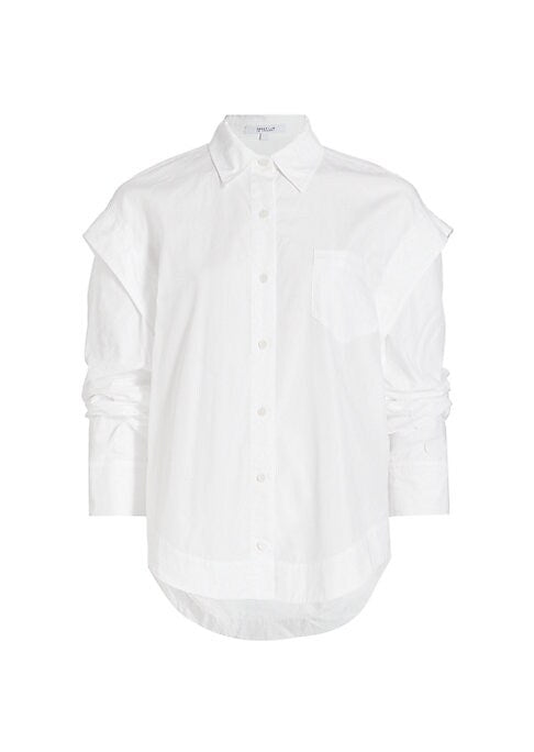 Ruched Sleeve Poplin Top