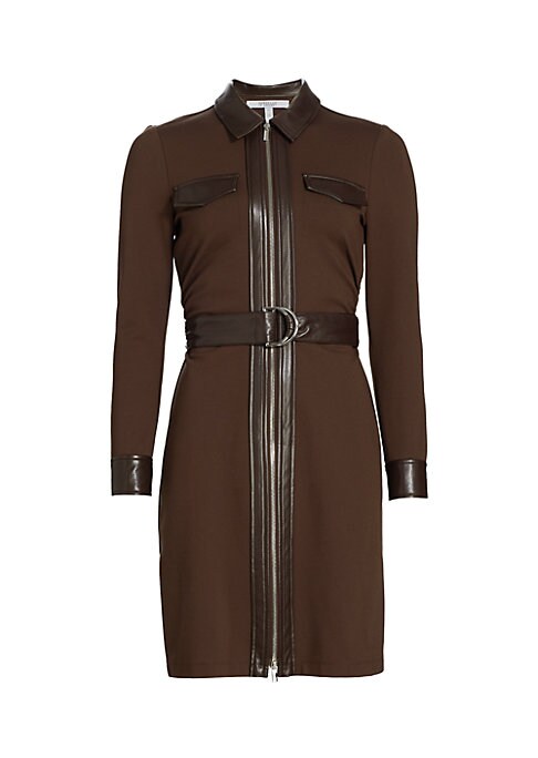Chic Leather-Trim Dress