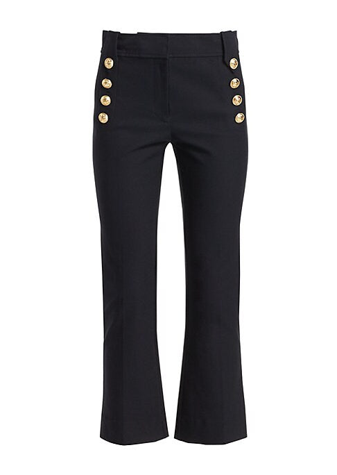 Gold Button Kick Flare Trousers