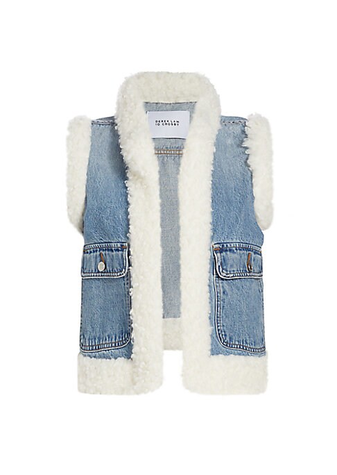Sherpa-Trim Denim Vest