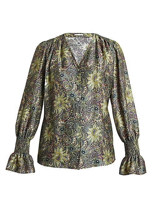 Floral Smocked Cuff Blouse