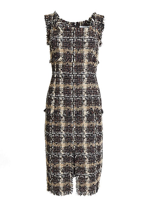 Fringe Plaid Midi Dress
