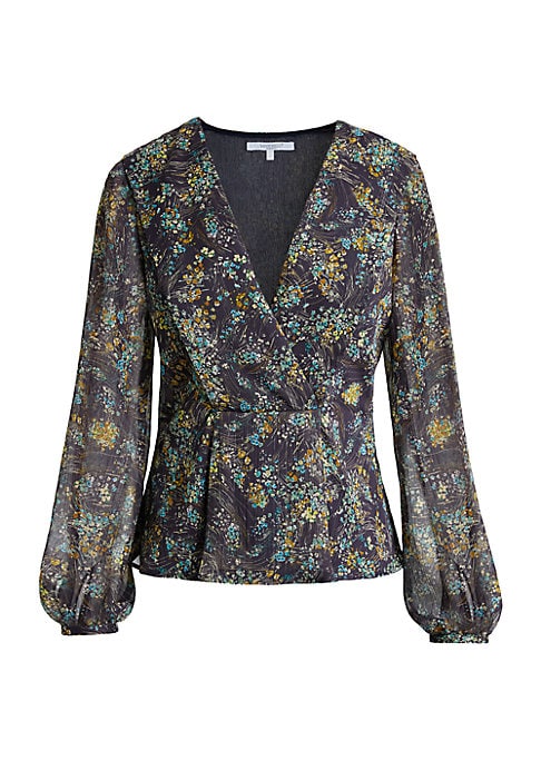 Metallic Floral Peplum Top