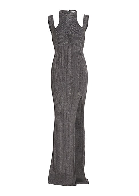 Shimmering Ribbed Cut-Out Dress