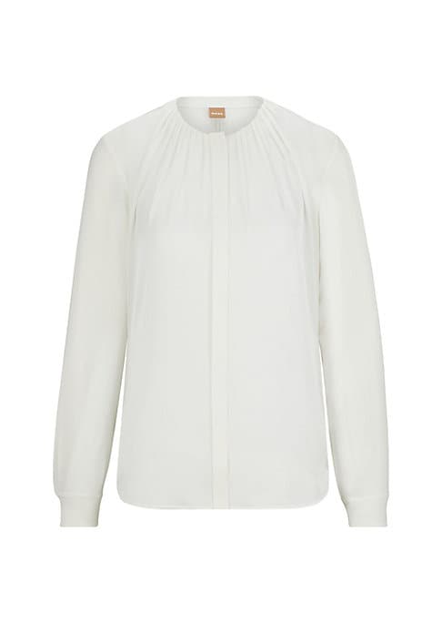 Silk Rushed Neck Blouse