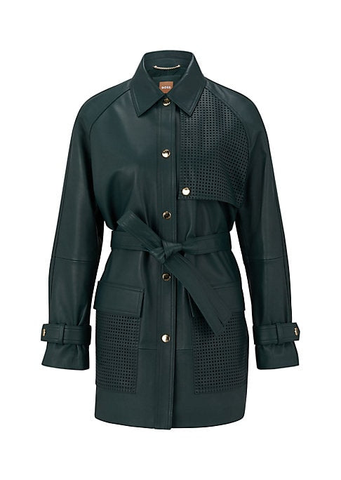 Chic Perforated Leather Coat