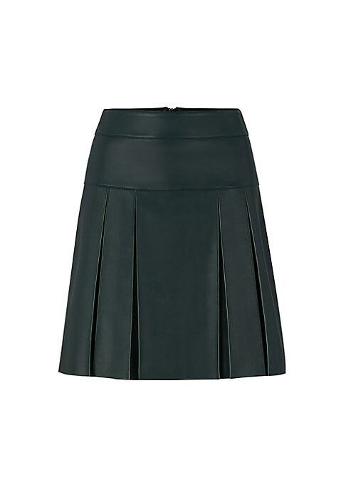 Waxed Leather Pleated Skirt