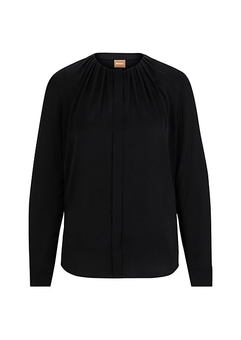Silk Blouse with Rushed Neck