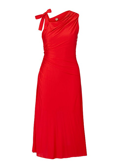 Tie Shoulder Pleat Dress