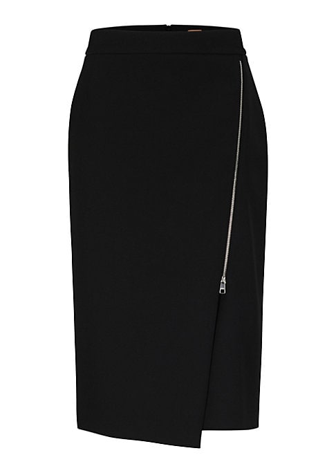 Asymmetric Zip Pencil Skirt