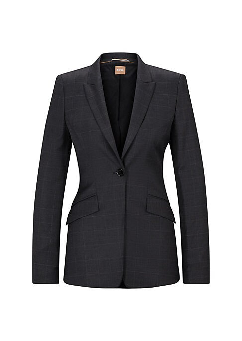 Chic Checked Wool Blazer