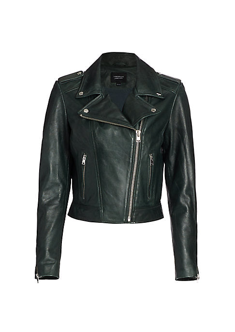 Cropped Moto Leather Jacket