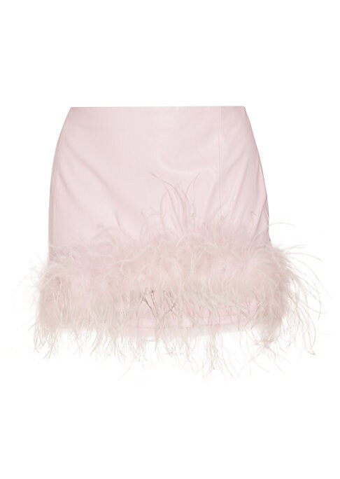 Feathered Faux Leather Skirt