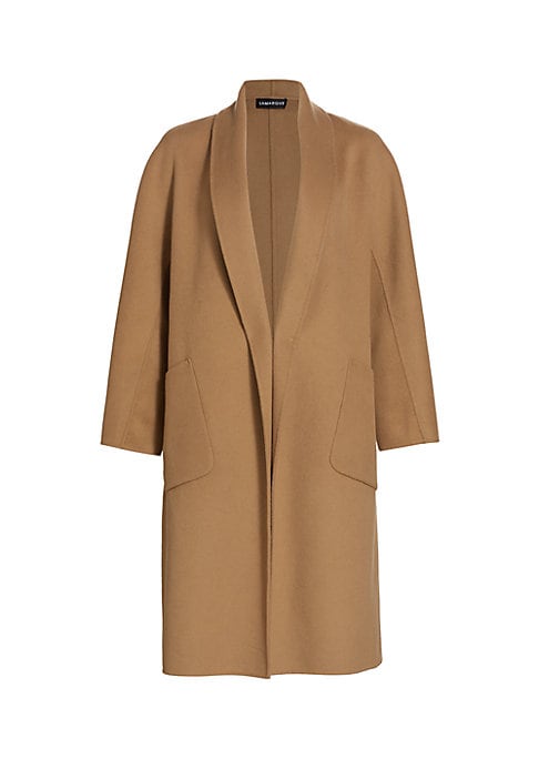 Elegant Wool-Blend Wrap Coat