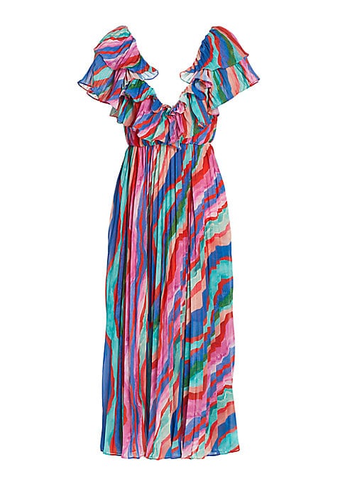 Ruffled Watercolor Midi Dress