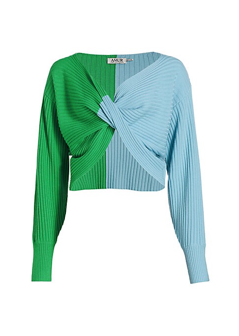 Twisted Front Colorblock Sweater