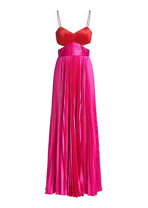 Colorblock Pleated Elegance Gown