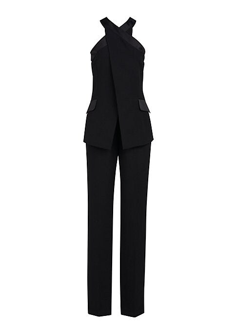 Satin-Crepe Tuxedo Jumpsuit