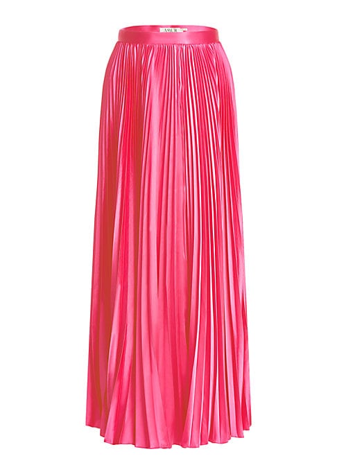 Pleated A-Line Satin Skirt