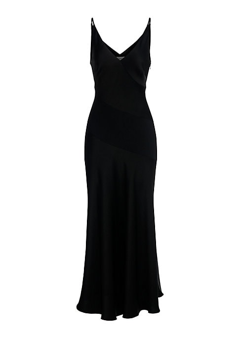 Satin V-Neck Midi Dress