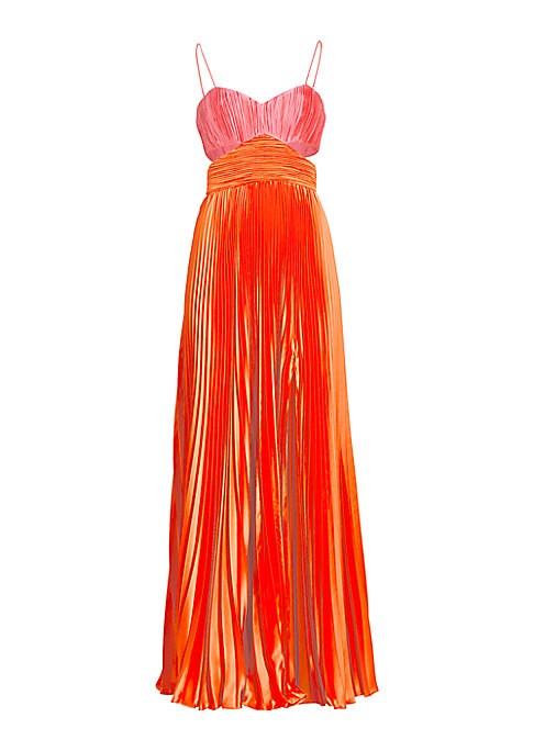 Colorblock Pleat Gown