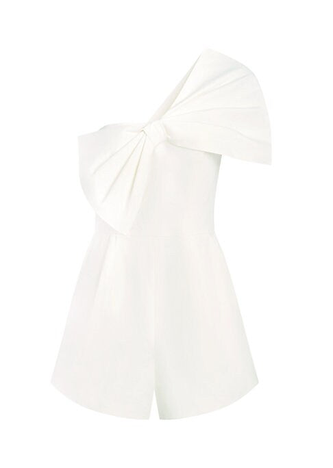 Bow Detail One-Shoulder Romper