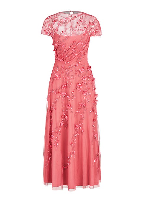 Beaded Floral Midi Dress
