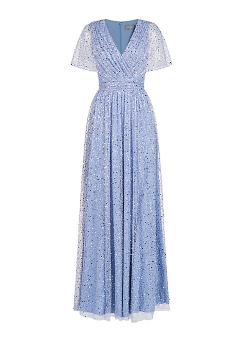 Elegant Beaded Cape Gown