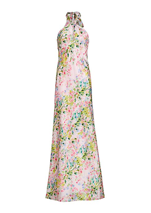 Floral Twill Evening Dress