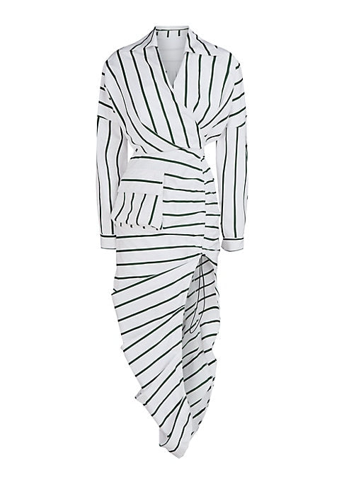 Asymmetric Stripes Midi Dress