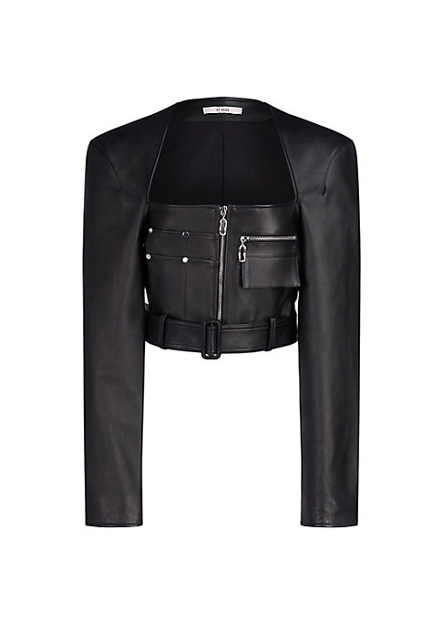 Cropped Leather Utility Jacket