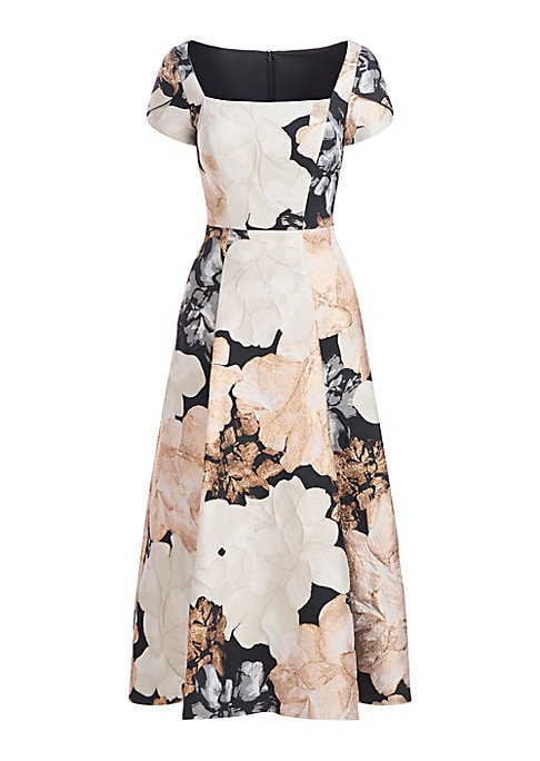 Metallic Floral Midi Dress