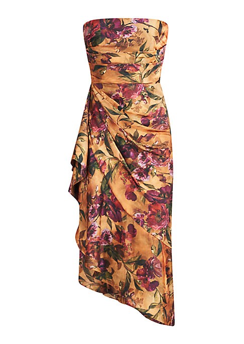 Draped Floral Midi Dress