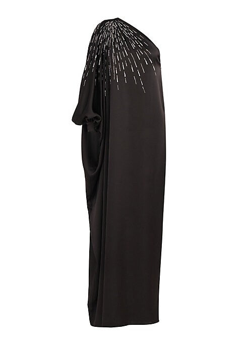 Satin Sequin Cape Gown