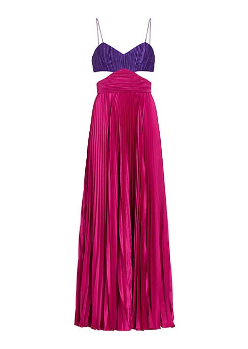 Chic Pleated Colorblock Gown