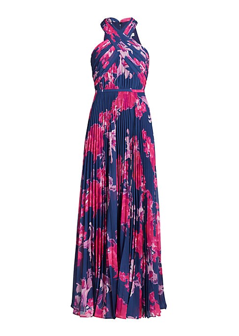 Floral Halter Chiffon Dress