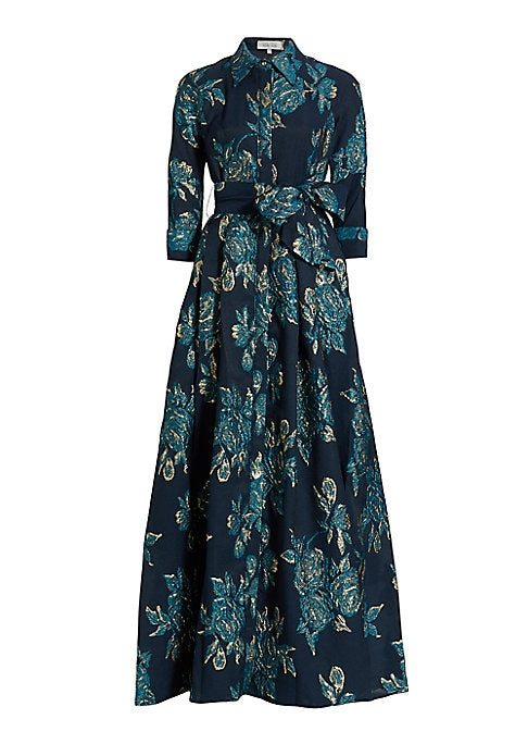 Metallic Bow Shirtdress