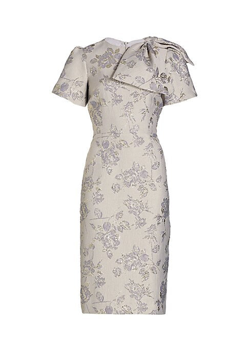 Bow-Shoulder Floral Dress