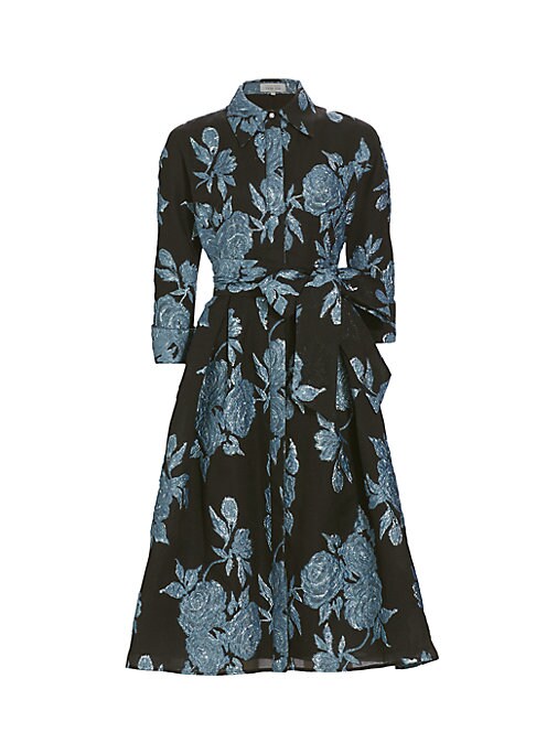 Metallic Floral A-Line Dress