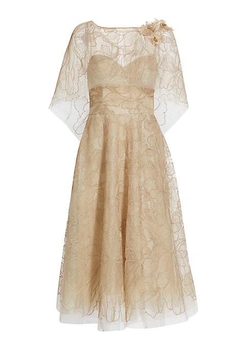 Floral Cape Cocktail Dress