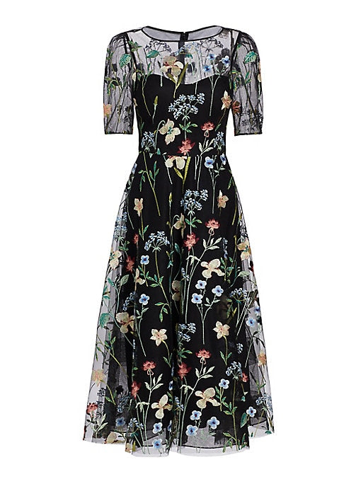 Embellished Floral Midi Dress