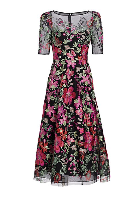 Embroidered Floral Cocktail Dress