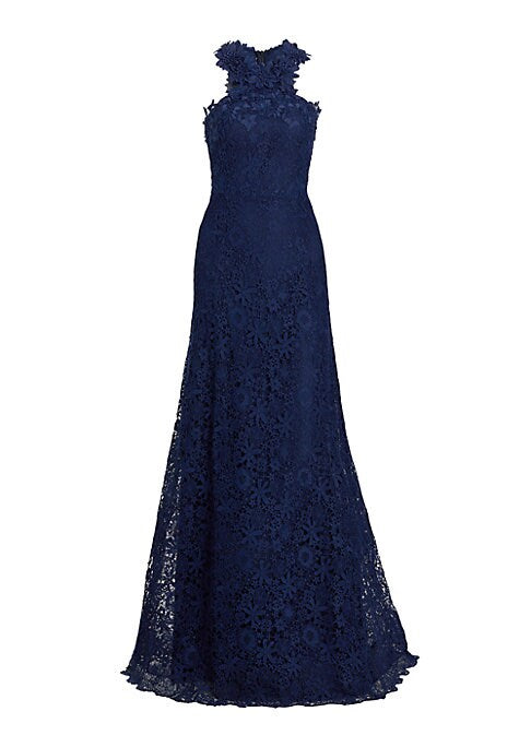 Lace Flare Evening Dress