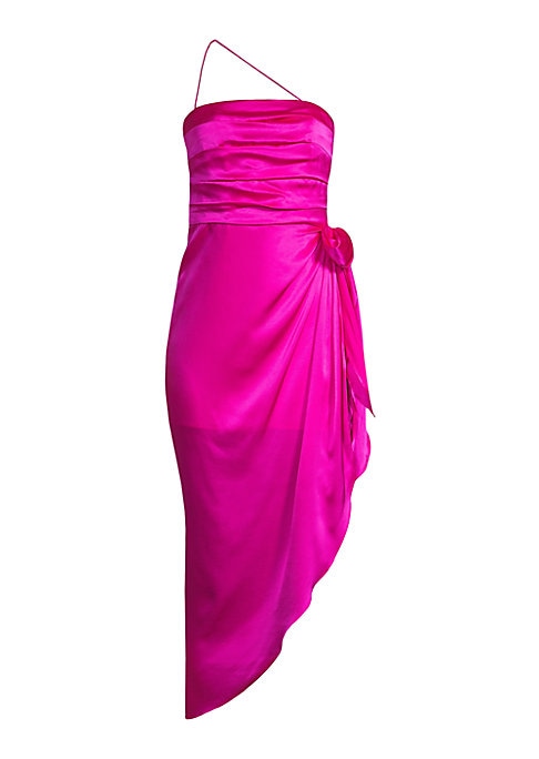 Asymmetric Silk Wrap Dress