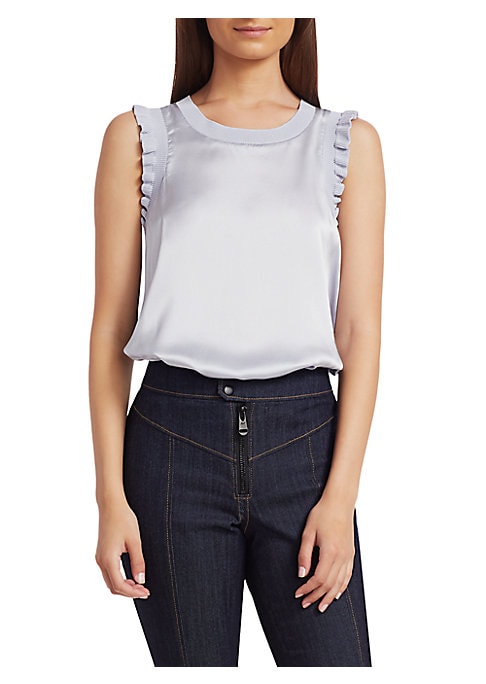 Ruffled Silk Sleeveless Top